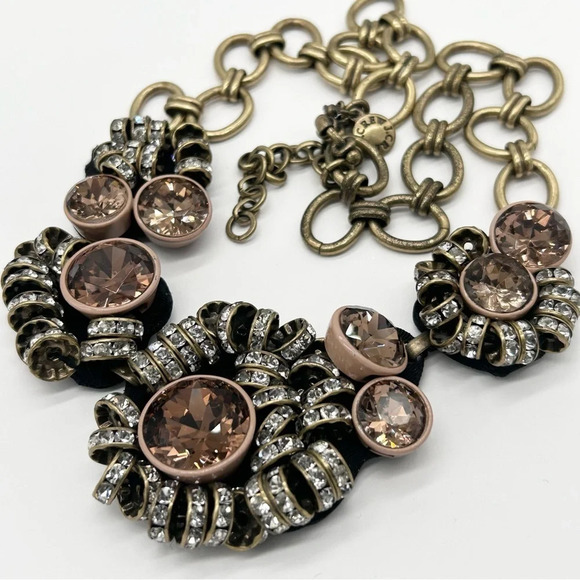 J. Crew Crystal Taupe Brown Brulee with Crystal Rondelles Necklace - Picture 4 of 9